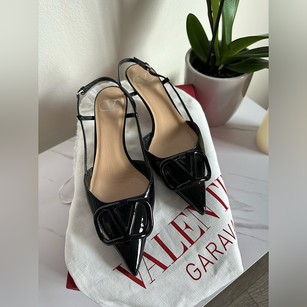 Valentino sling back kitten Heel